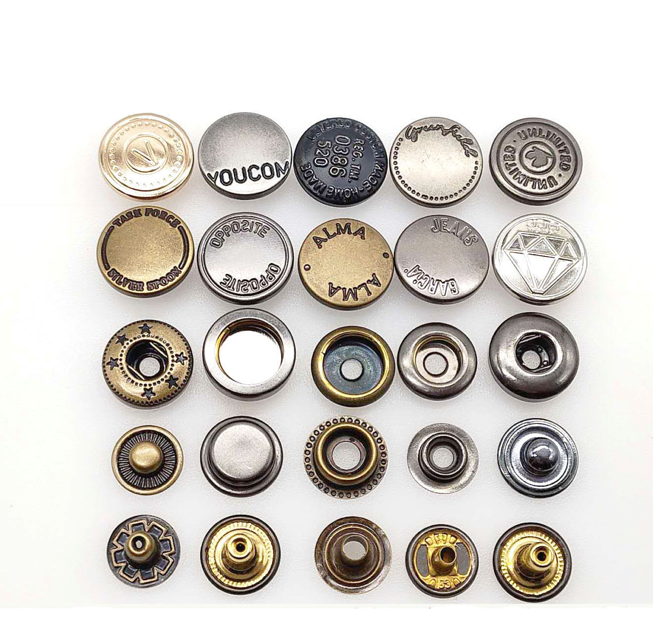 5cm双面暗扣羽绒服彩色平面子母扣子