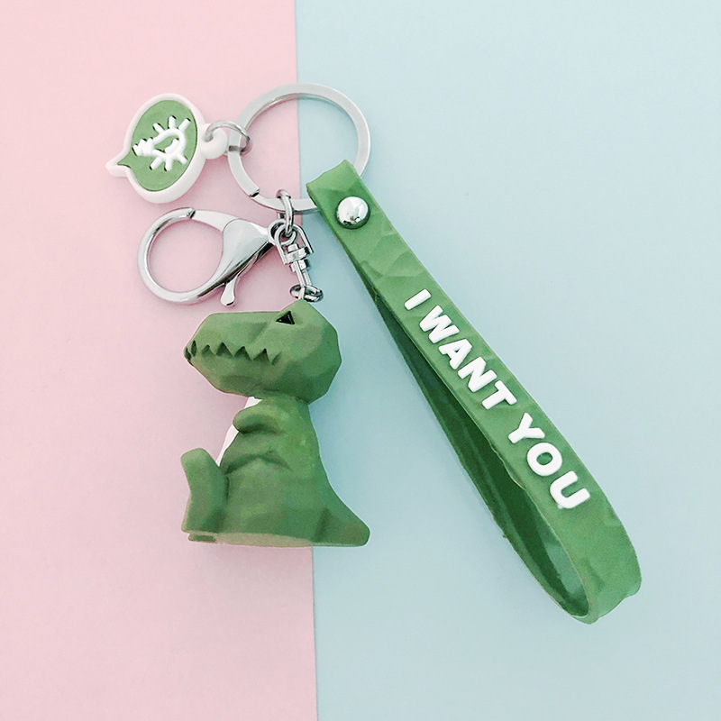 Geometric Faceted Animal Dinosaur Keychain Automobile Hanging Ornament Student Bag Key Ring Pendants Creative Gift Wholesale