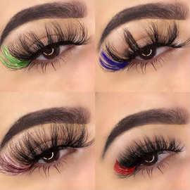 欧美夸张25mm彩色水貂毛假睫毛立体卷翘多款可选眼尾彩色眼睫毛