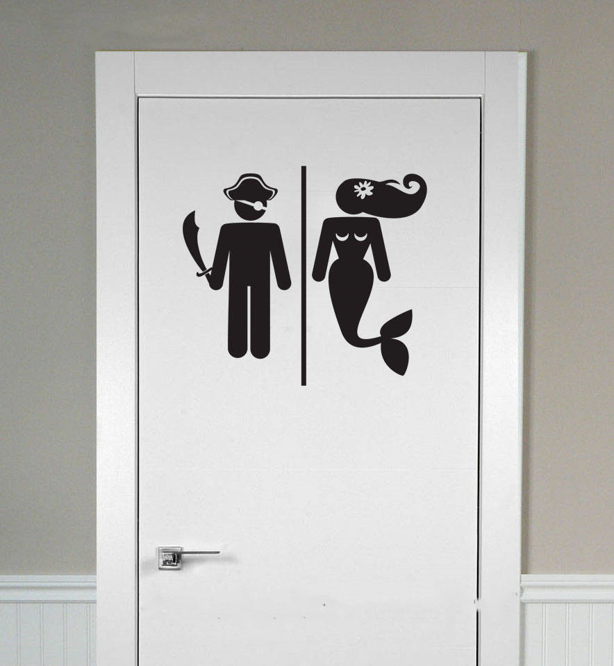 bathroom卫生间门贴精雕自粘可移除wall decor跨境亚马逊dw14438