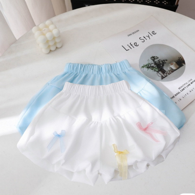 女童宝宝夏季短裤韩版新款洋气蝴蝶结公主花苞灯笼裤儿童甜美百搭