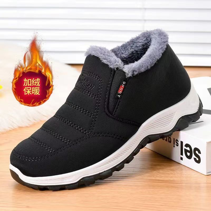 Women's Cotton-Padded Shoes Winter Warm Fleece-Lined Thickened Old Beijing Cloth Shoes Soft Bottom Waterproof Non-Slip Mother Cotton Boots