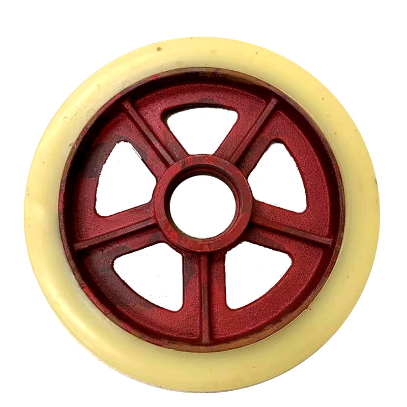 厂家直供脚轮10寸红双铁芯脚轮尼龙轮工业万向推车工具车脚轮
