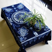 扎染桌布云南民族风手工茶几布壁挂沙发巾钢琴罩大理蓝染特产礼品