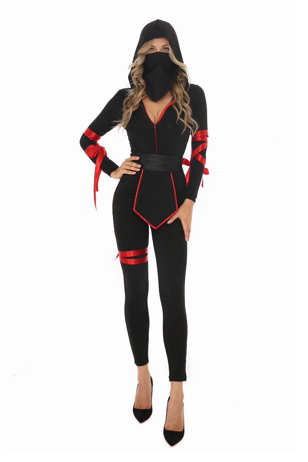 日本武士道忍者角色扮演蒙面女战士忍者游戏服连体装万圣节演出服