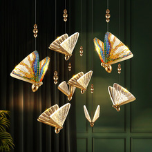 北欧现代轻奢床头卧室餐厅蝴蝶水晶吊灯客厅背景墙创意装饰墙壁灯