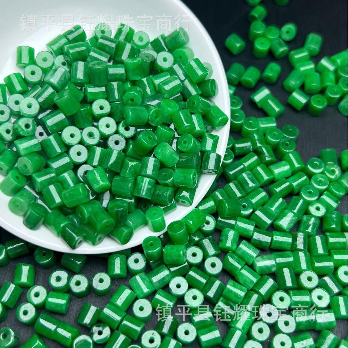 缅甸翡翠干青路路通直管隔珠桶珠筒珠diy散珠手链佛珠