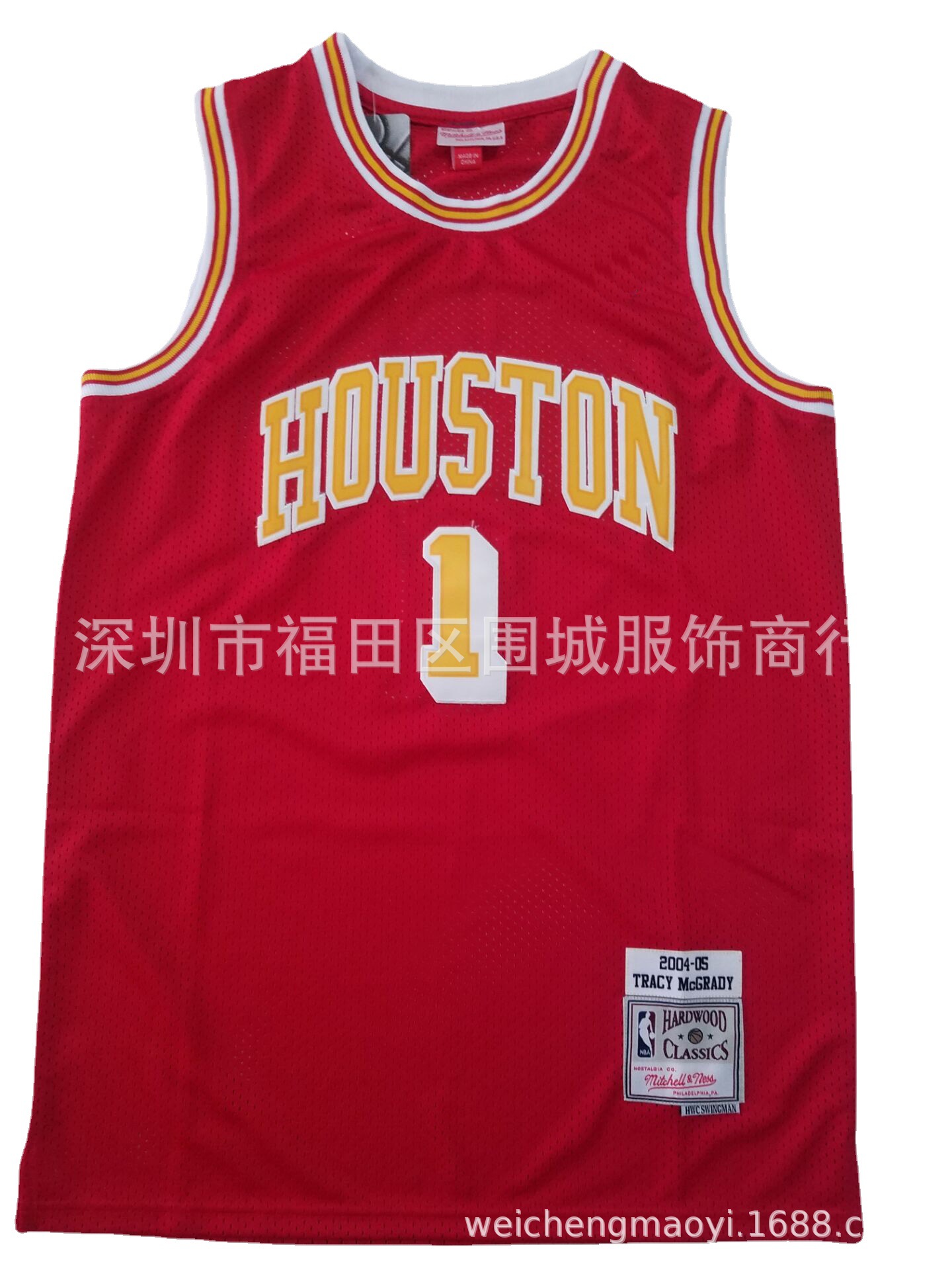 火箭队 1 复古红色篮球服麦迪球衣 rockets tracy mcgrady jersey