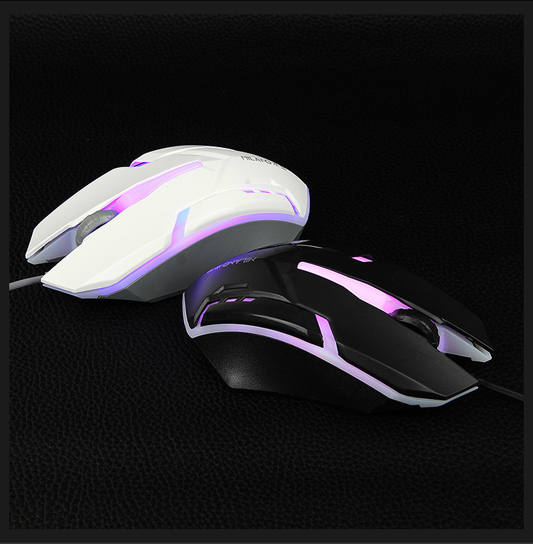 包邮米狼t6七彩发光悬浮背光键盘鼠标游戏网吧有线u键盘鼠标套装