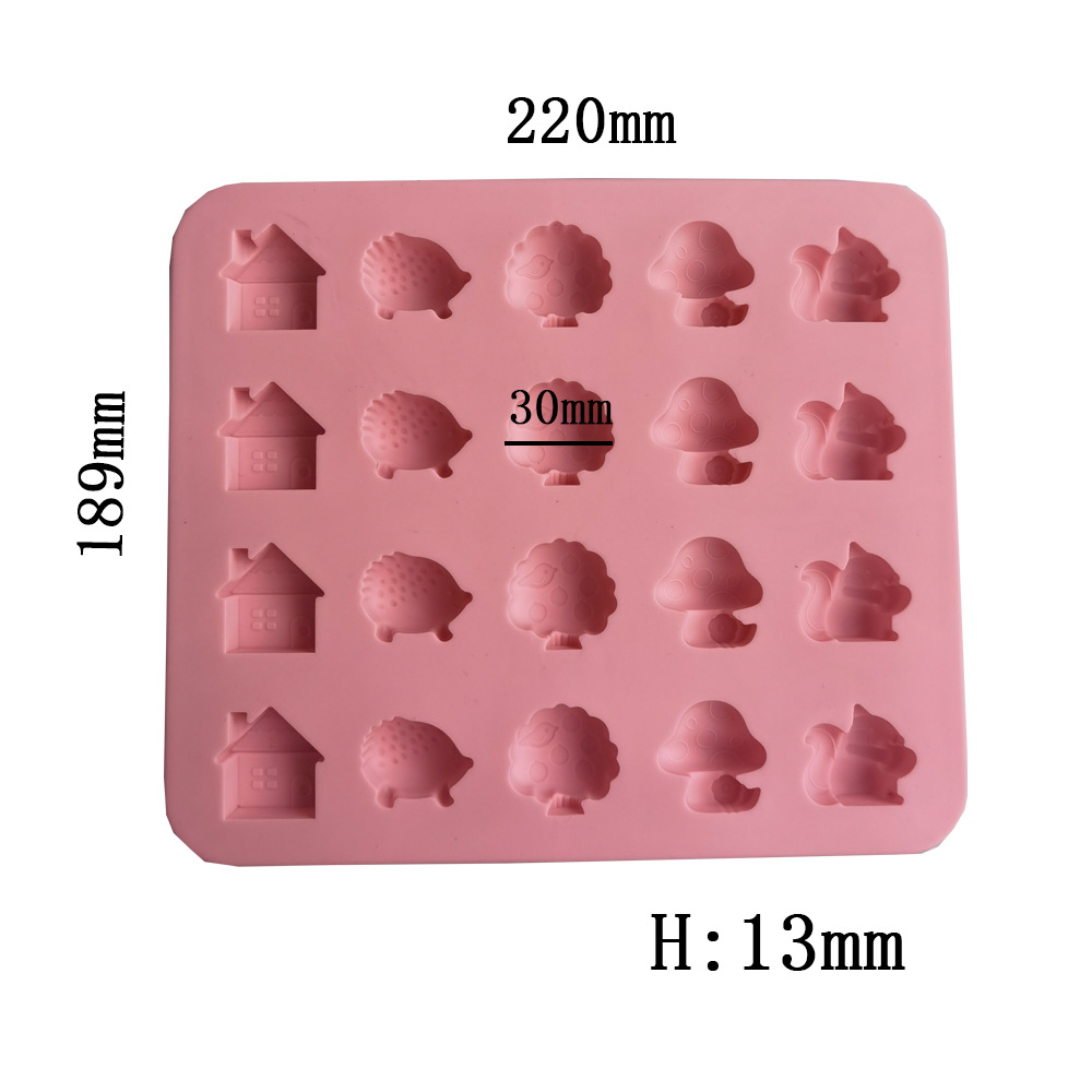 20-Piece Squirrel House Silicone Chocolate Mold Insert Candle Fondant Epoxy Cookie Cutter Jelly/Pudding Mold