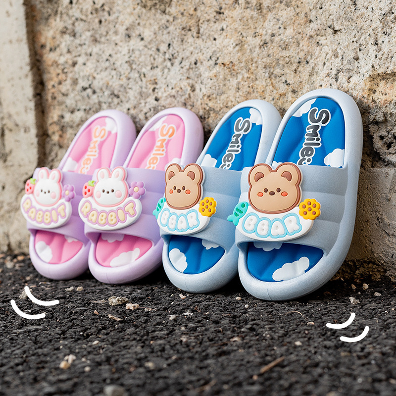 New Summer Cute Children's Slippers Cartoon Bear Non-Slip Wear-Resistant Outdoor Pink Bunny Children's Slippers