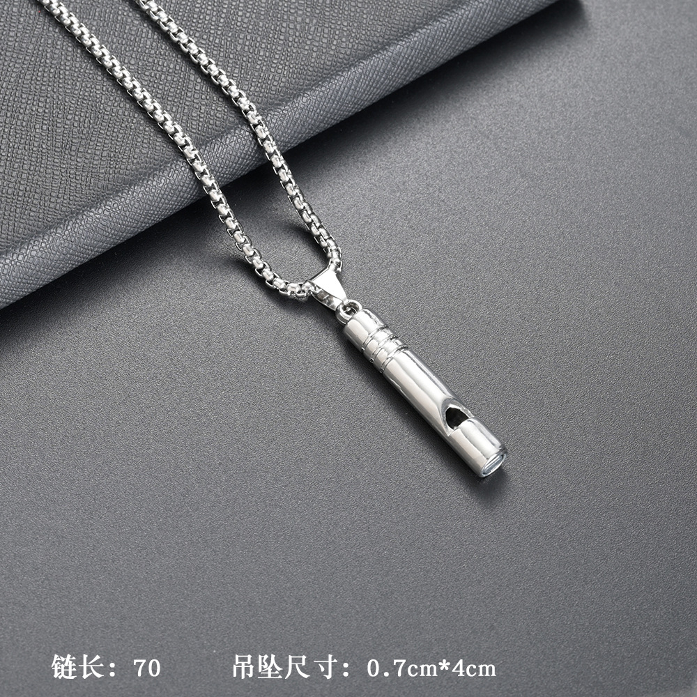 European and American Titanium Steel Necklace Wholesale Street Hip-Hop Punk Men's Female Pendant Vintage Alloy Pendant Trendy Sweater Chain