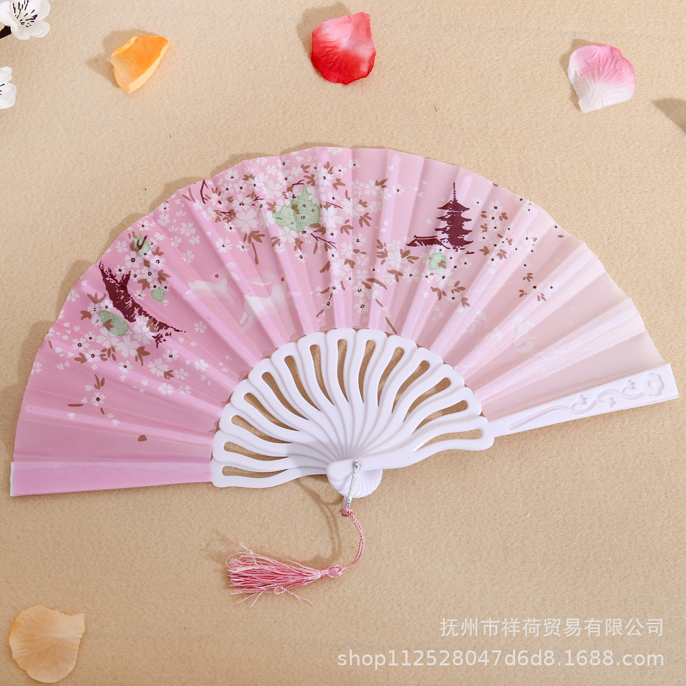 Plastic Fan Folding Fan Chinese Style Women's Student Summer Carry-on Ancient Costume Folding Fan Wholesale Dance Folding Fan