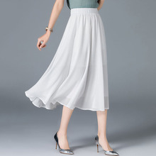 法国女装品牌春秋季2024年新款小个子高腰百褶中长款雪纺半身裙子