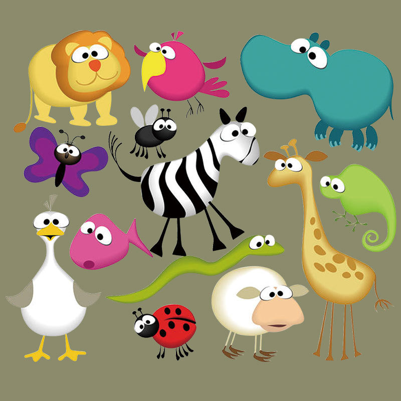 儿童衣服烫画logo 外贸卡通动物服装热转印烫画定 制烫图烫印现货