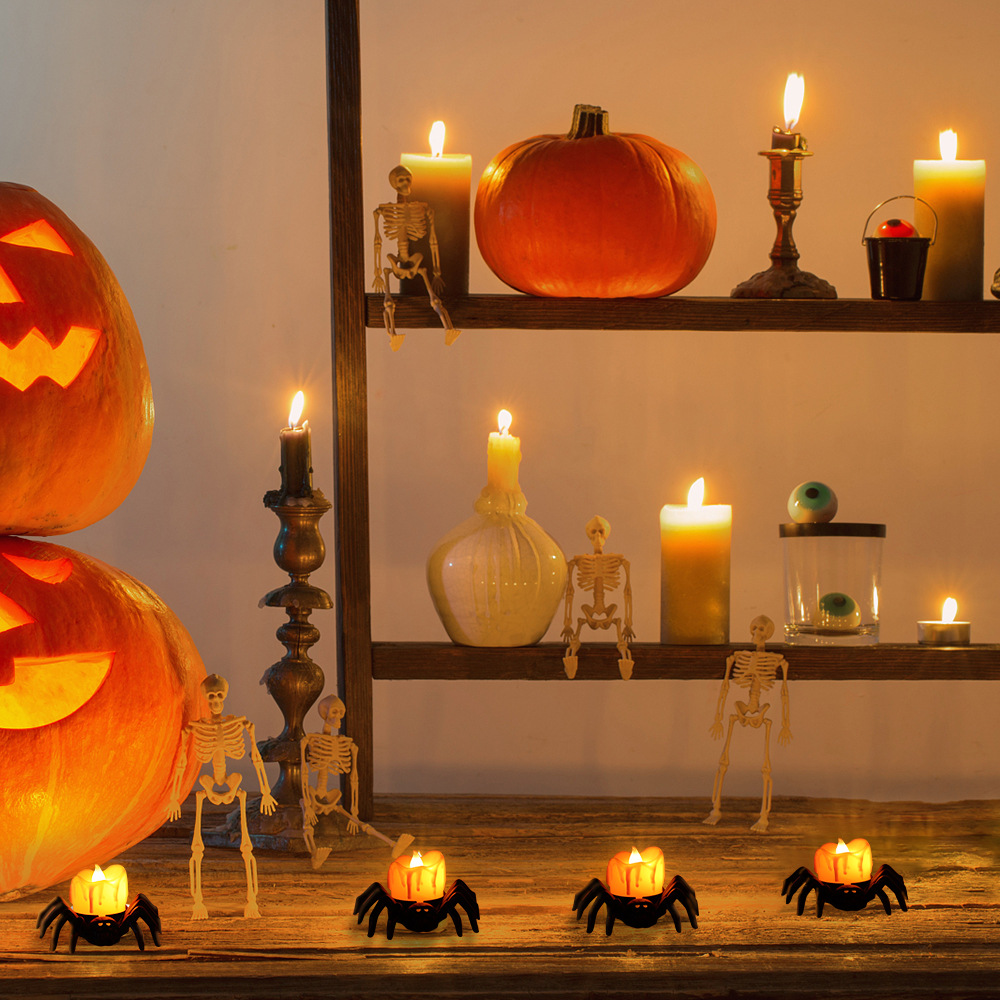 Halloween Pumpkin Lamp New LED Electronic Candle Light Party Deployment and Decoration Props Spider Small Night Lamp Ornaments