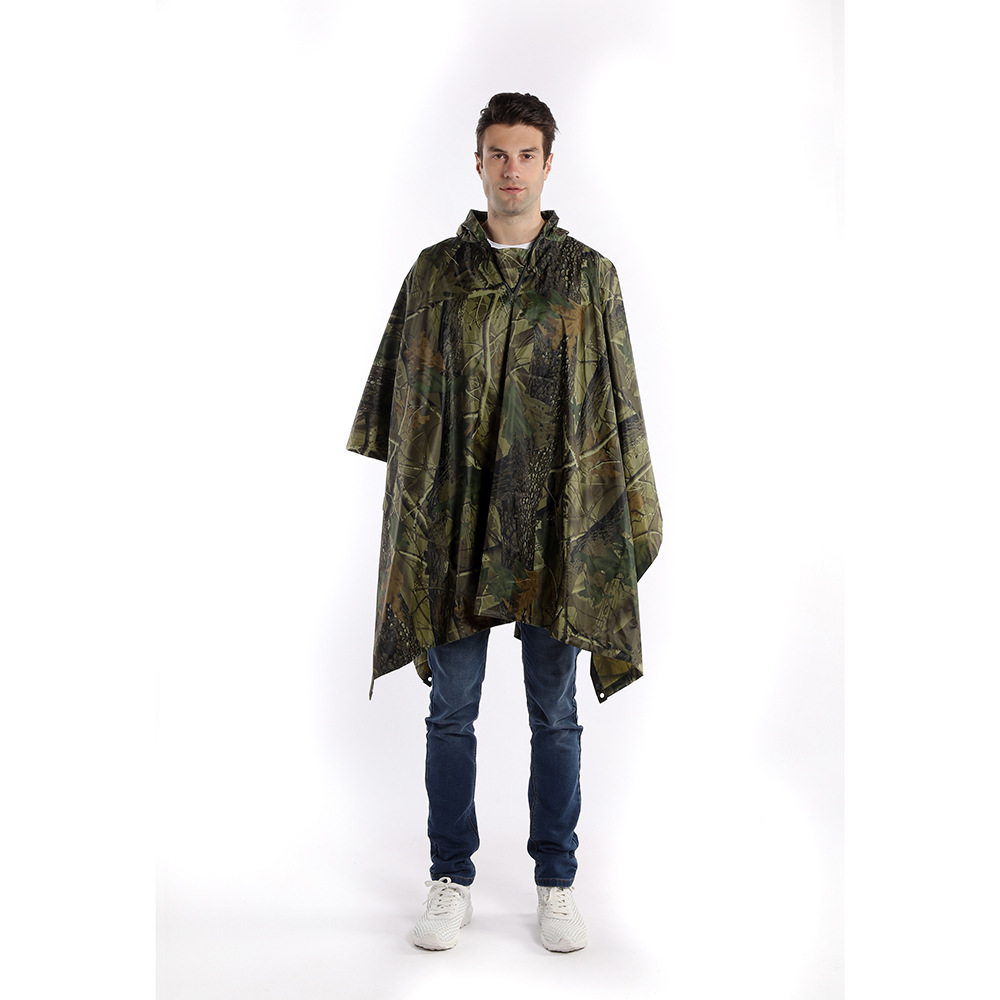 Thickened and Breathable Camouflage Raincoat Cloak Outdoor Hiking One-Piece Raincoat Riding Poncho Electric Bike Raincoat Wholesale