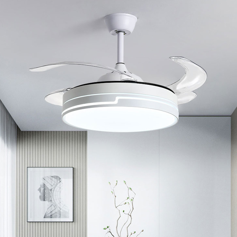 Cross-Border Restaurant Invisible Fan Lamp New Simple Bedroom Integrated Electric Fan Lamp Intelligent Frequency Conversion Living Room Ceiling Fan Lights