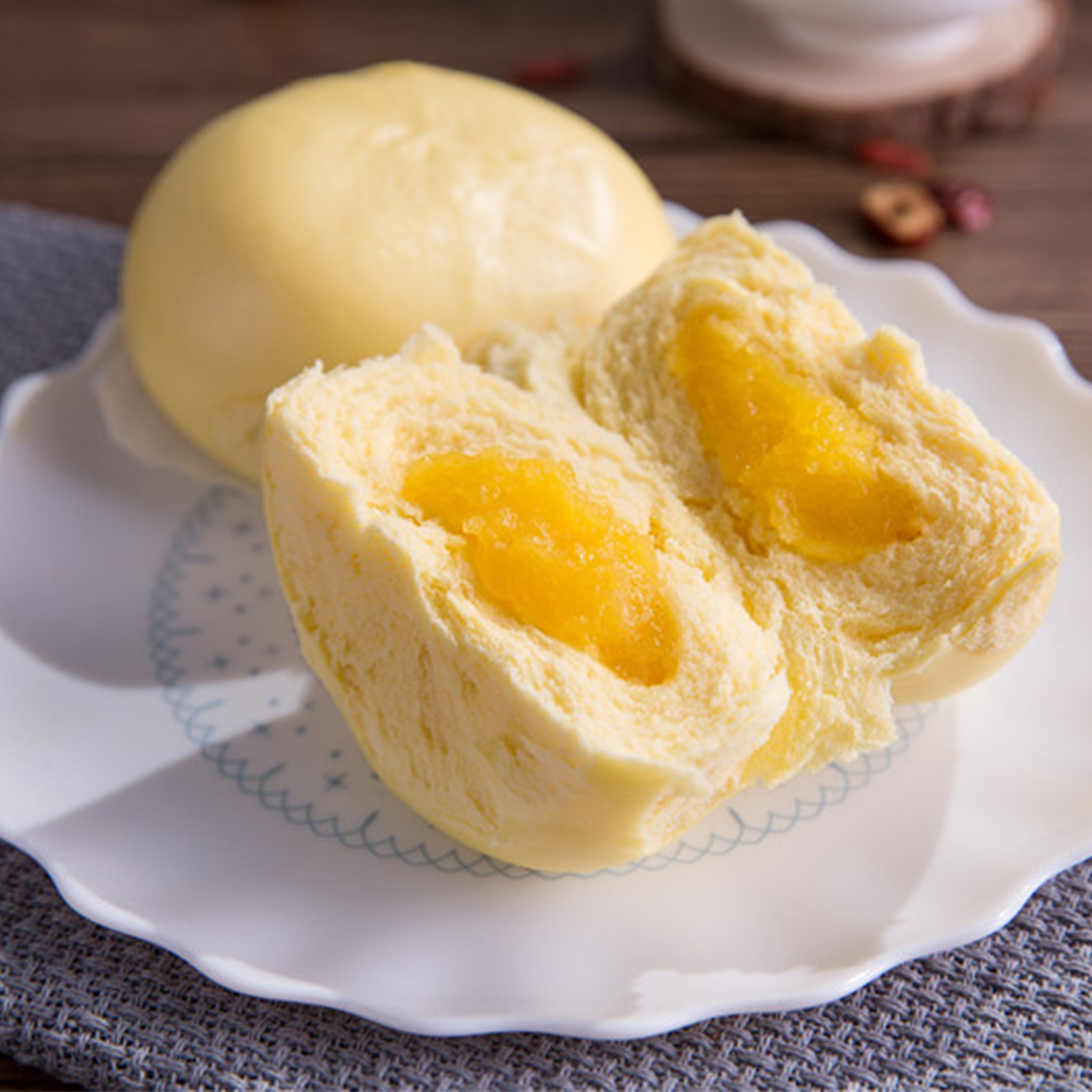 学生早餐店经典广式包点速冻食品甜香奶黄馅包子贵妃奶黄包12个装