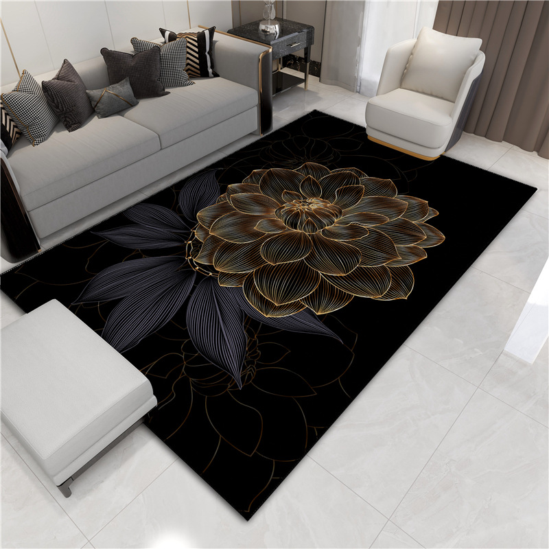 跨境方形金钻绒地毯室内吸水地垫印花茶几客厅卧室垫子代发可机洗