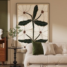 现代简约南洋风花朵植物客厅餐厅入户玄关装饰画卧室壁画竖版挂画