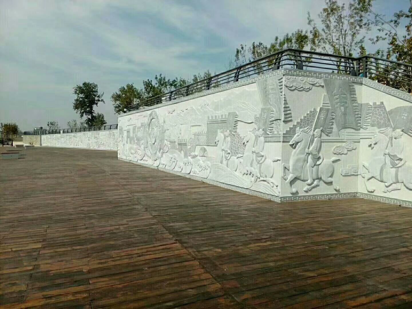 石材雕刻浮雕壁画 庭院墙面画户外浮雕墙 石浮雕御道壁画