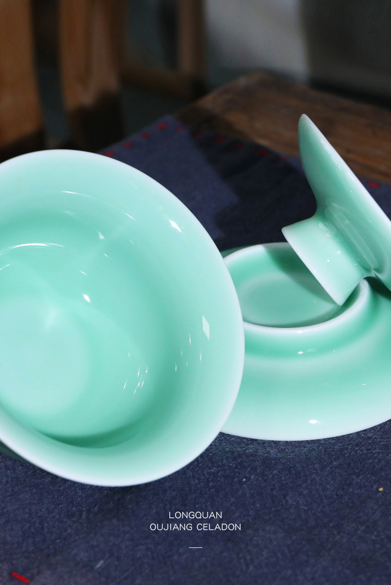 瓯江龙泉青瓷盖碗玉瓷茶碗礼品陶瓷功夫茶具家用三才碗茶杯泡茶器