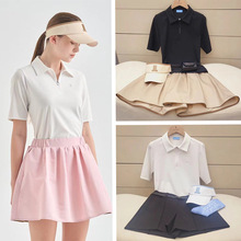 韩国高尔夫服装夏季女士24新款时尚速干透气舒适短袖上衣半拉链潮