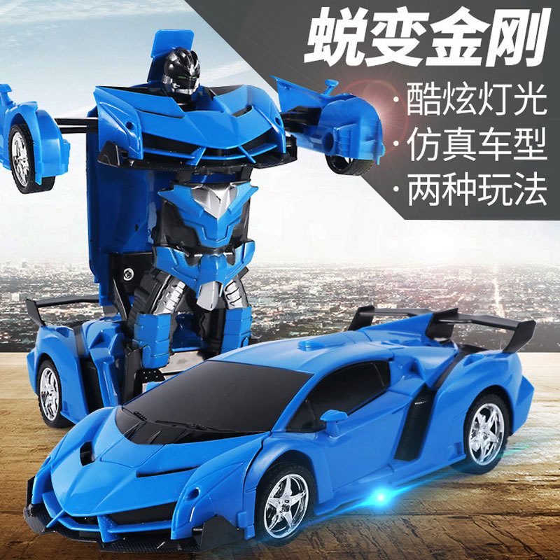 One-Click Deformation Remote Control Car RC Boy Children King Kong Robot Racing Car Model Police Car Toy Car Cross-Border