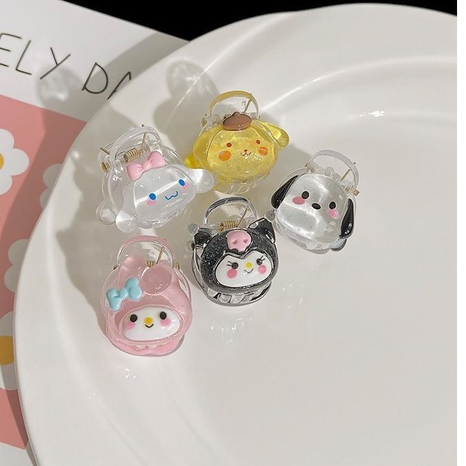 Red Book Same Style Japanese Style Girl Cute Transparent Small Jaw Clip Children's Ins Cartoon Sweet Hair Claw Hair Clips Hair Accessories