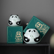 陶瓷卡通熊猫新年茶叶罐可爱密封罐子开业伴手礼活动礼品印制批发