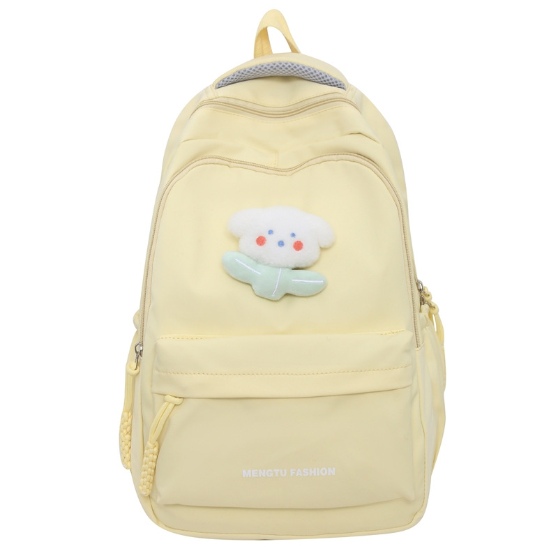 Cross-Border Simple Solid Color Backpack Women's New Fashion Junior High School Primary School Schoolbag Large Capacity Casual Backpack