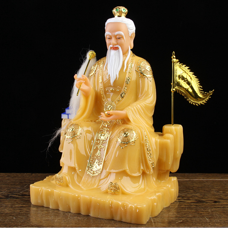 汉白玉石太乙真人神像居家供奉家用黄玉树脂佛像彩绘客厅祝福摆件