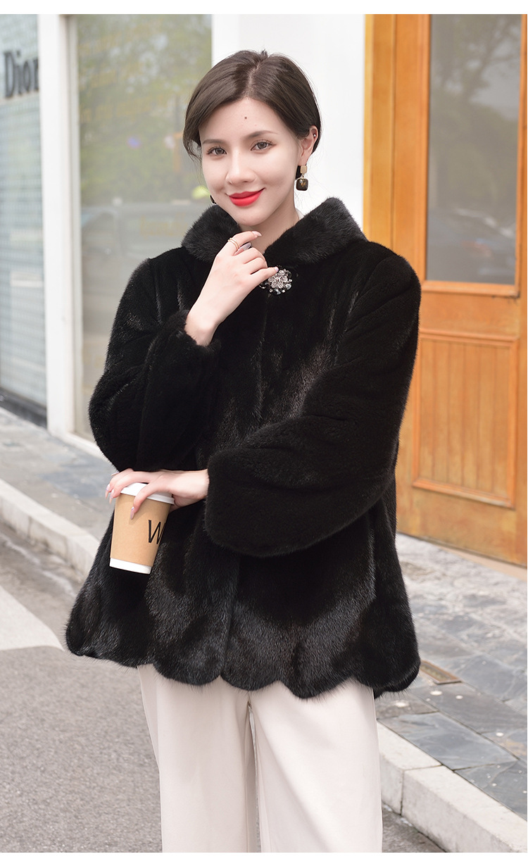 新款水貂皮大衣女貂皮女装整貂真皮连帽海宁皮革城皮草外套女真毛
