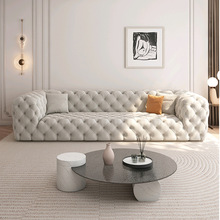 全拉扣沙发丝绒月球表面现代简约小户型客厅设计师法式奶油baxter