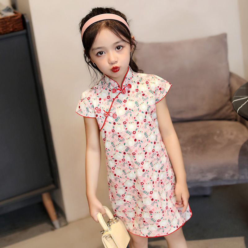 女童旗袍夏儿童旗袍裙中小童大童小孩幼儿宝宝中式改良纯棉连衣裙