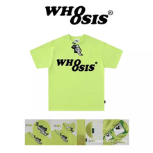 WHOOSIS(不知其名)幻影logo纯棉t恤夏季打底宽松短袖潮牌男情侣