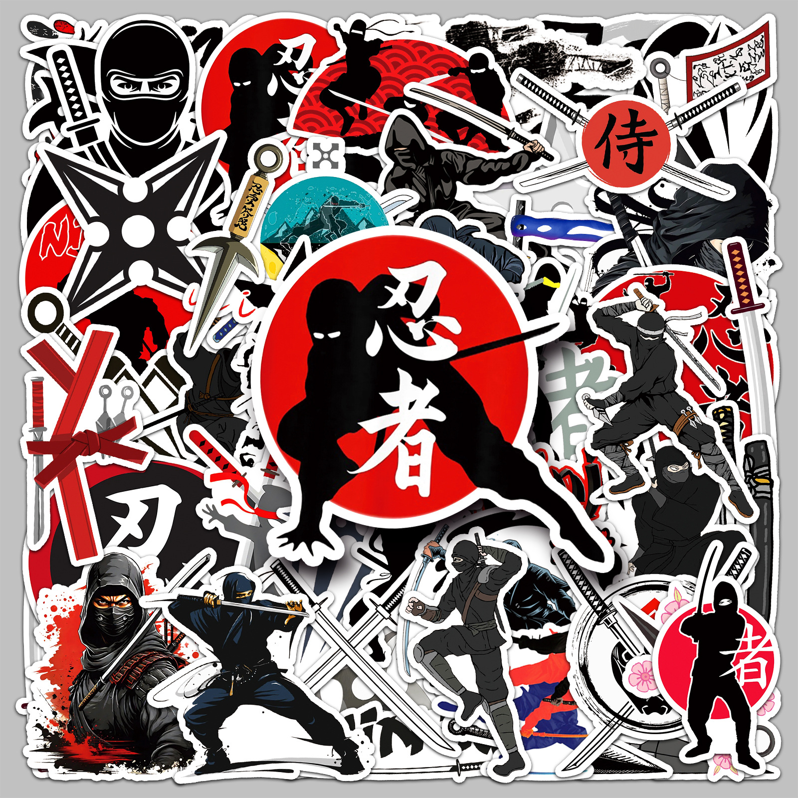 50张忍者卡通贴纸日本ninja飞镖潮流防水装饰手机笔记本电脑贴纸