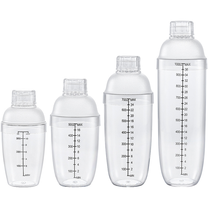 pc雪克杯奶茶摇杯带刻度雪克壶 刻度加厚透明手摇摇杯 奶茶店专用