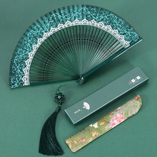 中式旗袍小折扇女士夏季随身中国风汉服扇子古风舞蹈扇蕾丝折叠扇