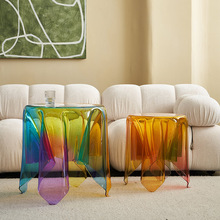 北欧亚克力彩虹琉璃茶几边几创意设计家居沙发小边几魔术桌布茶几