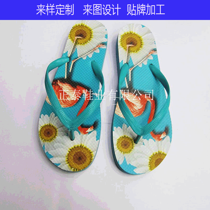 sample custom pattern flip-flops summer new thermal transfer flamingo women‘s flip-flops pe flip-flops