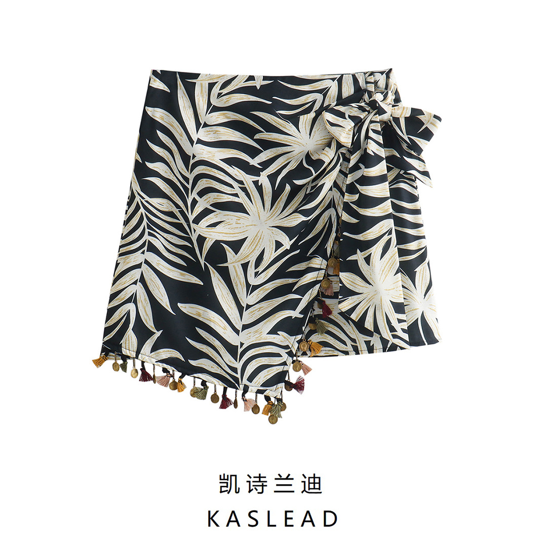 2024春季新款女装 欧美风时尚百搭修身显瘦印花流苏半裙-阿里巴巴