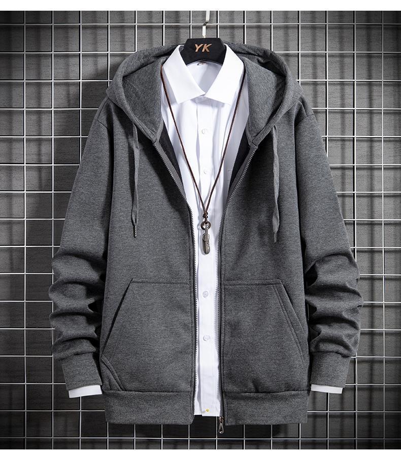 卫衣男连帽加绒加厚秋冬新款潮流开衫外套大码男士宽松休闲上衣潮