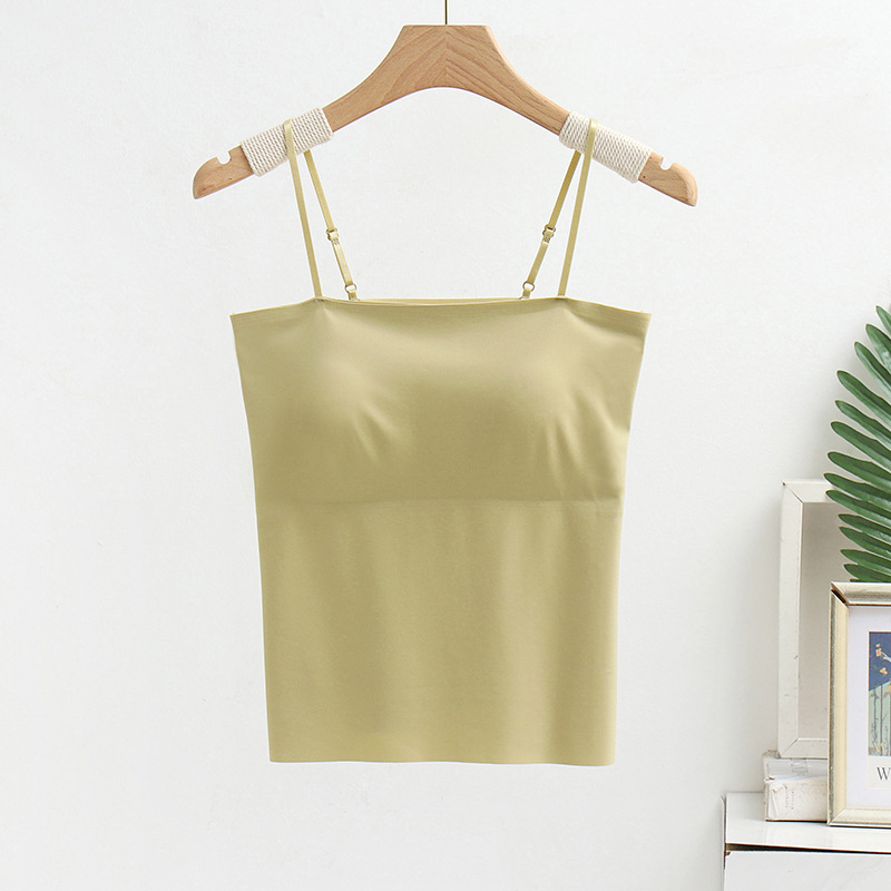 Summer Boat Neck Beauty Back Sling Women's Underwear Korean Style with Chest Pad One-Piece Vest Inner Fixed Cup Seamless Tube Top