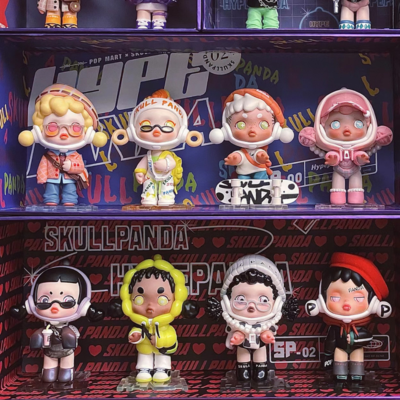 泡泡玛特熊喵热潮盲盒系列skullpanda二代sp熊猫新款可爱手办玩具