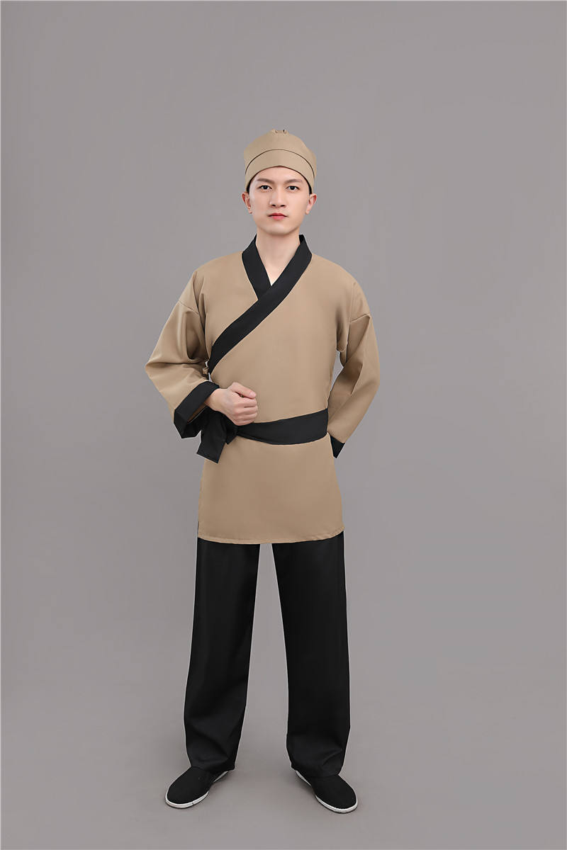 新款店小二平民古装演出成人汉服男农夫家丁仆人书童茶艺馆工作服