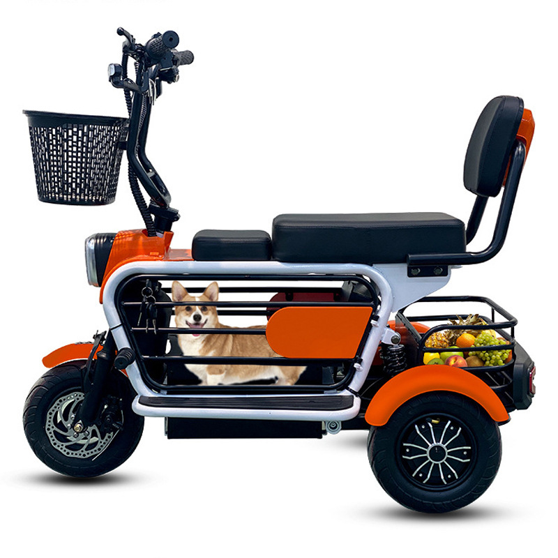 宠物电动车轻便折叠小型老人电动电瓶款三轮车户外助力车家用带车