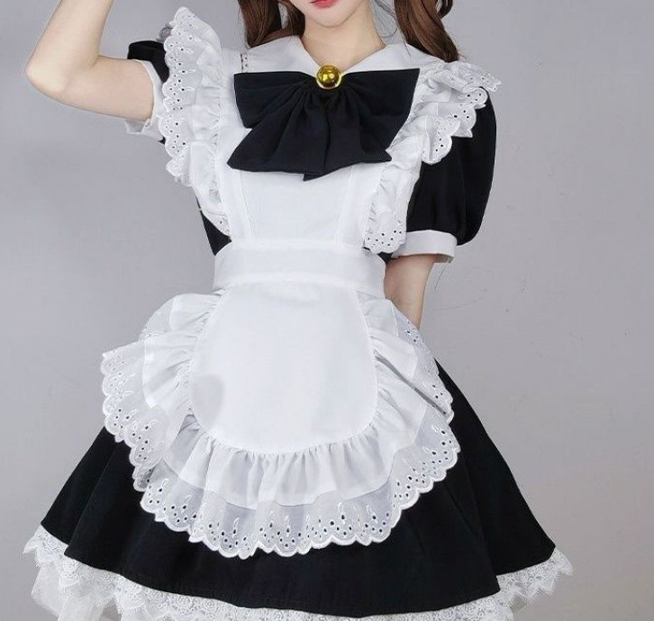 新款经典黑白女仆装cos洛丽塔公主大裙摆连衣裙可爱女佣制服套装