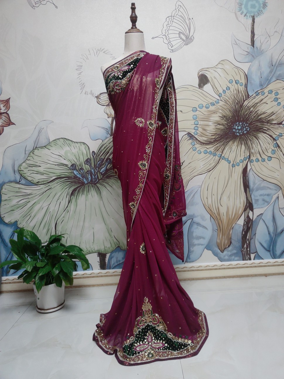 印度纱丽服饰进口出6珠纱丽兰卡大重工斯里兰卡口重清仓钉米